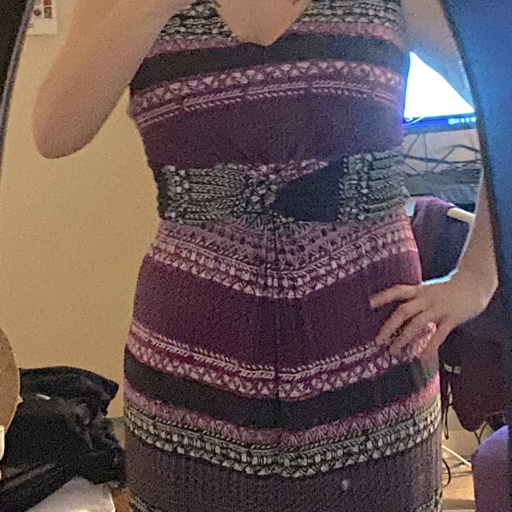 Purple Faux Wrap Dress